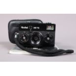 A Rollei 35 TE Compact Camera, black, made in Singapore, shutter working, winder not springing back,