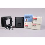 Kowa 66 Accessories, including four focusing screens, in maker's boxes marked Horiz Split II, Grid/