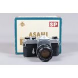 A Chrome Asahi Pentax Spotmatic SP SLR Camera, serial no 1064634, mid 1960s, body VG, shutter