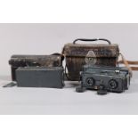 A Richard Verascope No. 3 Stereoscopic Camera, for 45mm x 107mm glass negatives, with spare