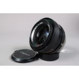 A Canon 55mm f/1.2 S.S.C FD Lens, serial no 53919, barrel G, paint wear, light scaratches,