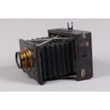 A Contessa-Nettel Deckrullo-Nettel Strut Folding Plate Camera, 10 x 15cm, body F-G, focal plane