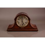 An Edwardian mahogany and inlaid Admiral's hat mantle clock, 42.5cm, with eight day movement and