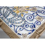 A c1980s square silk scarf, Jouvence pattern, marked Hermes Paris, 86cm,