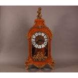 A large Louis XI style mid 20th century kingwood and brass bracket clock, 76cm high, with inlaid