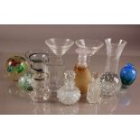 A collection of late 19th and 20th century glass, including a pair of Stuart Crystal Martini