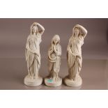 Three Victorian W.H. Goss parian porcelain figures, two very similar figures of a classical lady,