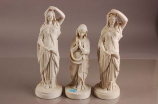 Three Victorian W.H. Goss parian porcelain figures, two very similar figures of a classical lady,