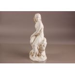 A Victorian John Bell parian porcelain figure of a young lady, 34cm, modelled sat on a rock, with