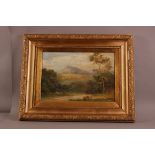 19th century (British School), 32cm by 47cm, oil on canvas, Two Girls Sat In Landscape, framed