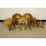 A collection of Victorian and later brass church related items, including two bibles rest,