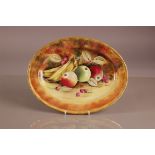 A second half 20th century Baroness China porcelain oval plate, 35cm, hand painted with fruit,