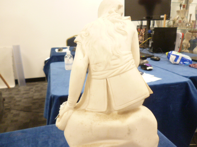 A Victorian John Bell parian porcelain figure of a young lady, 34cm, modelled sat on a rock, with - Image 7 of 8