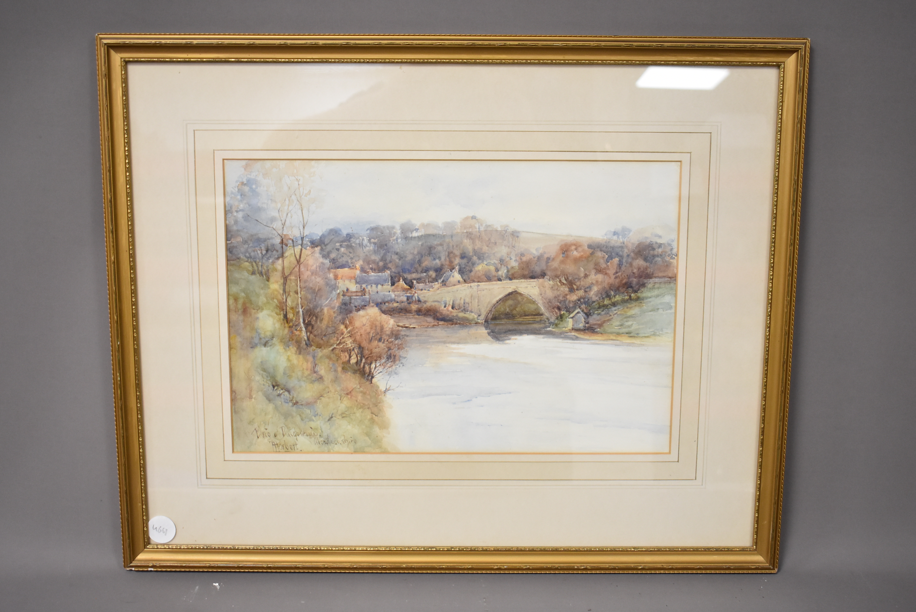 A Herbert (British School), 25cm by 37cm, watercolour, Brig O Balgowrie, Aberdeenshire, signed to