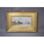 Herbert Menzies Marshall (1841-1914), 17cm by 35cm, watercolour, Windmill next to river, signed to