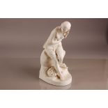 A Victorian John Bell parian porcelain figure of a young lady, 39cm, for Minton, modelled as a