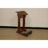 A Victorian oak church prayer stand, with upholstered kneeling cushion