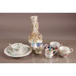 Four 19th century British porcelain tea cups, together with a cup and saucer with side plate and a