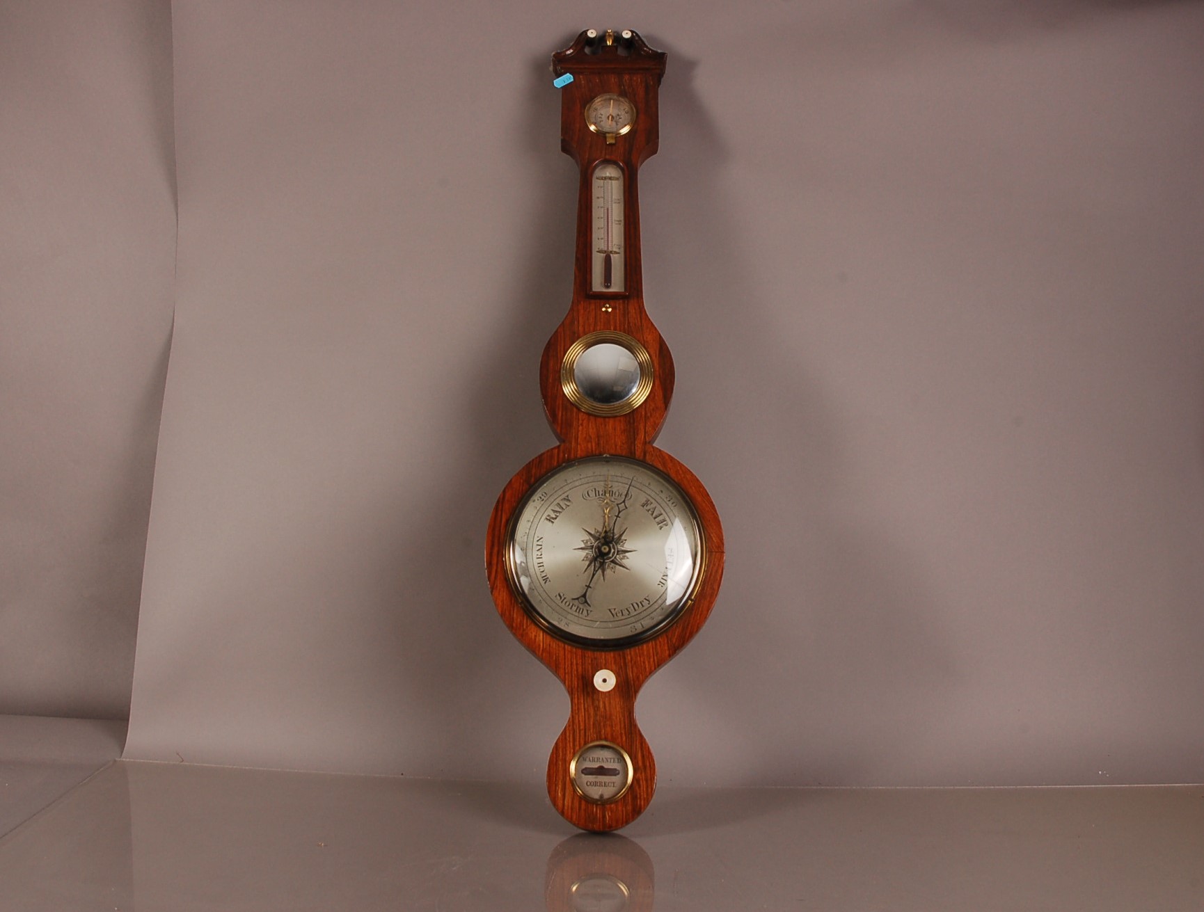 A Victorian rosewood wall barometer, 97cm, in the tradiotnal fashion