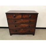 A Victorian mahogany veneered chest of drawers, 106cm by 89cm, AF, two short of three long with