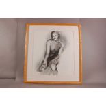 Jo Dixon (20th century), 58cm by 53cm, charcoal on paper, Portrait of a Young Nude Lady, signed,