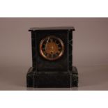 A Victorian slate and marble cased mantle clock, 28cm, with 30 hour movement