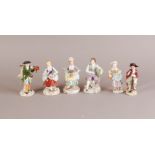 A group of six late 19th and 20th century Sitzendorf porcelain figures, with two ladies and