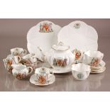 An early 20th century Late Foley Shelly porcelain commemorative tea set, celebrating the