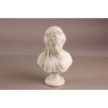 A Victorian W.H. Goss parian porcelain bust of a lady, 27cm, in fine veil with floral hair dress, on