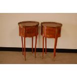 A pair of mid 20th century Louis XVI style bedside cabinets, 70cm high and 40cm wide, with applied