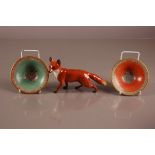 A pair of mid 20th century DJ Copenhagen porcelain dishes by C. Henriksen, 13.5cm, together with a