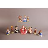 A group of nine Royal Doulton collecable figures, including Captain Salt, D 6721, Mr Tonsil, D 6713,