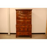 A Georgian walnut chest on chest, 99cm wide x 172cm high, three drawers to lower section and