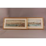 Four antique prints, including a pair of London Thames scenes with Waterloo and Southwark Bridges,