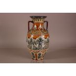 A large late 19th century Doulton Burslem stoneware twin handled vase, 36.5cm, signed FAB light