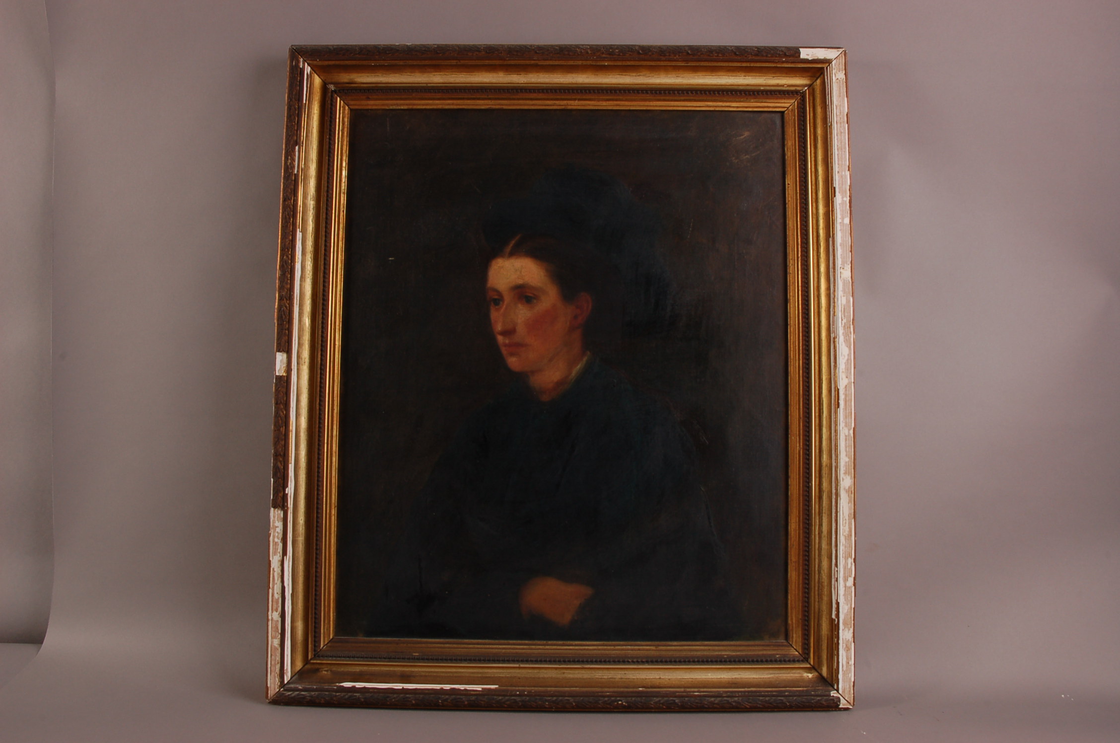 British School (18th/19th century), 59cm by 49cm, oil on canvas, Portrait of a Lady, framed, AF