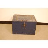 A Victorian cast iron safe from Hipkins & Co of Dudley, painted blue, some rusting, with key