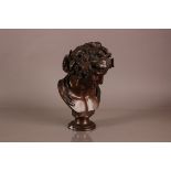 A good second half 19th century bronze bust of Bacchus, 35cm high, bearing foundry mark from F.P.