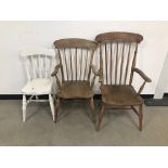 Three 19th and 20th century chairs, one painted in white gloss, AF (3)