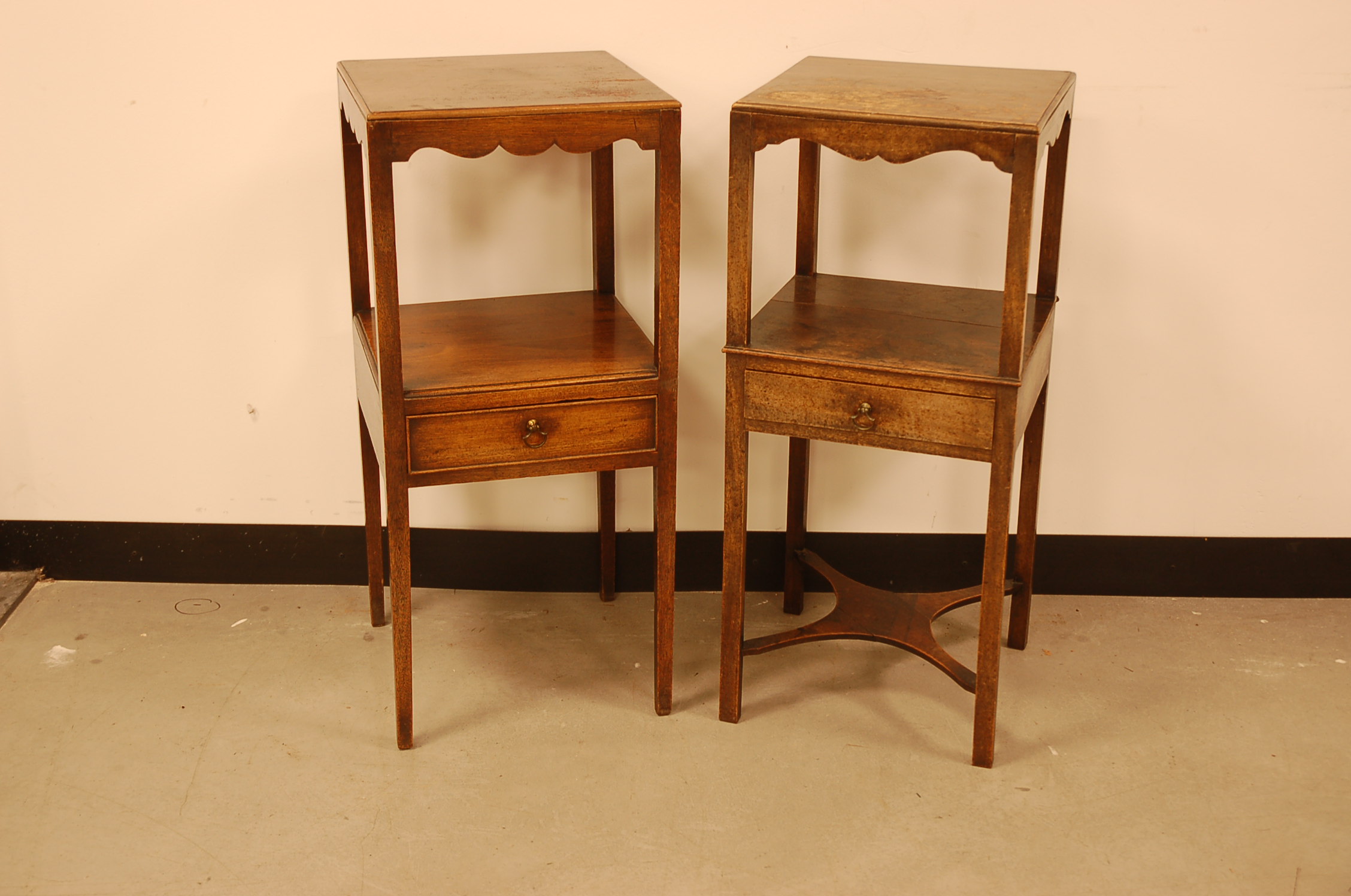 Two Victorian mahogany night stands, faded (2)