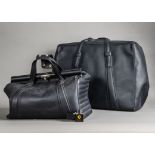 Two modern Ferrari black leather items of luggage by Schedoni, one a Doctor's style holdall, AF, the