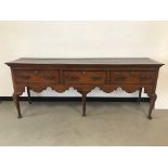 A Victorian Georgian style oak sideboard, 211cm wide and 85cm high, AF, some signs of woodworm,
