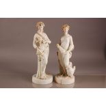 Two Victorian W.H. Goss parian porcelain figures, tallest 44cm, modelled as classical semi-nude