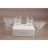 A set of six modern Royal Doulton glass whisky tumblers, boxed, together with two sets of six cut