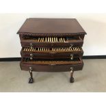 A nice late Victorian or Edwardian canteen of cutlery from Mappin & Webb, in three drawer mahogany