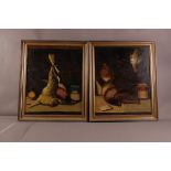 British School (20th century), 59cm by 48cm, pair of oil on canvases, Shot Rabbit and Pheasant, and,