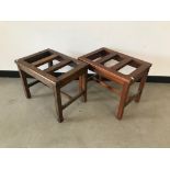 Two vintage wooden luggagerack stands