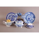 A collection of blue and white 19th and 20th century British ceramics and other ceramics,