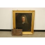 An 18th century portrait oil on canvas, 73cm high by 60cm wide, depicting the Rector William Bond,