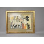 British School (20th century), 33cm by 48cm, acrylic, Oriental Circus scene, slightly abstract,